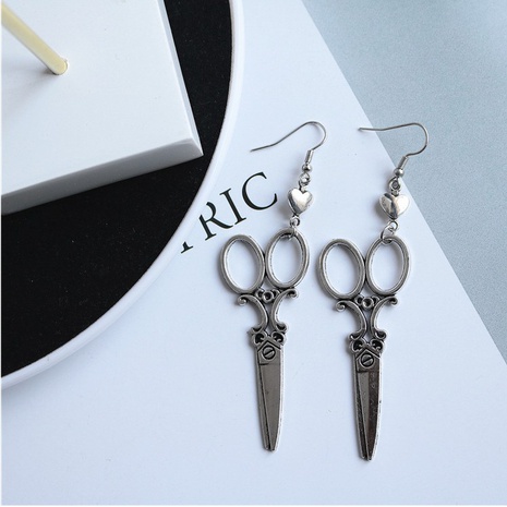 Ethnic Fashion Retro Heart-Shaped Scissors Shaped Large Pendant Earrings's discount tags