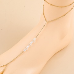 2022 New Fashion Pearl Crystal Beaded Chain Alloy Anklet Foot Ornaments