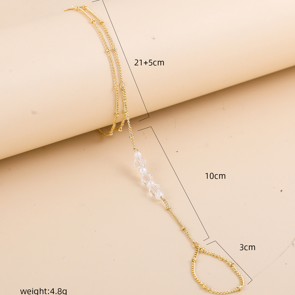 2022 New Fashion Pearl Crystal Beaded Chain Alloy Anklet Foot Ornamentspicture1