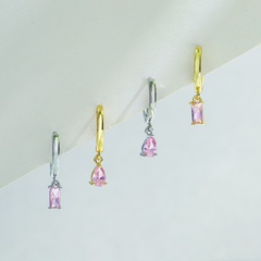 Micro Intarsien Zirkon Geometrische Rosa Diamant Ohrringe Rechteck Wasser Tropfen Form Ohrringe