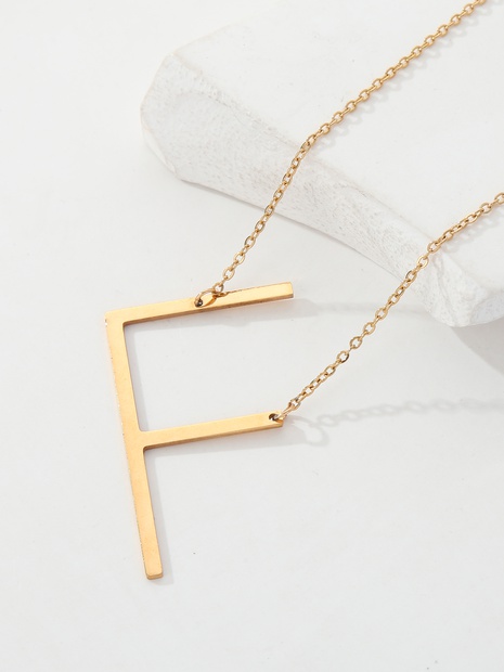 Moda Acero inoxidable 18K chapado en oro letra collar tridimensional's discount tags