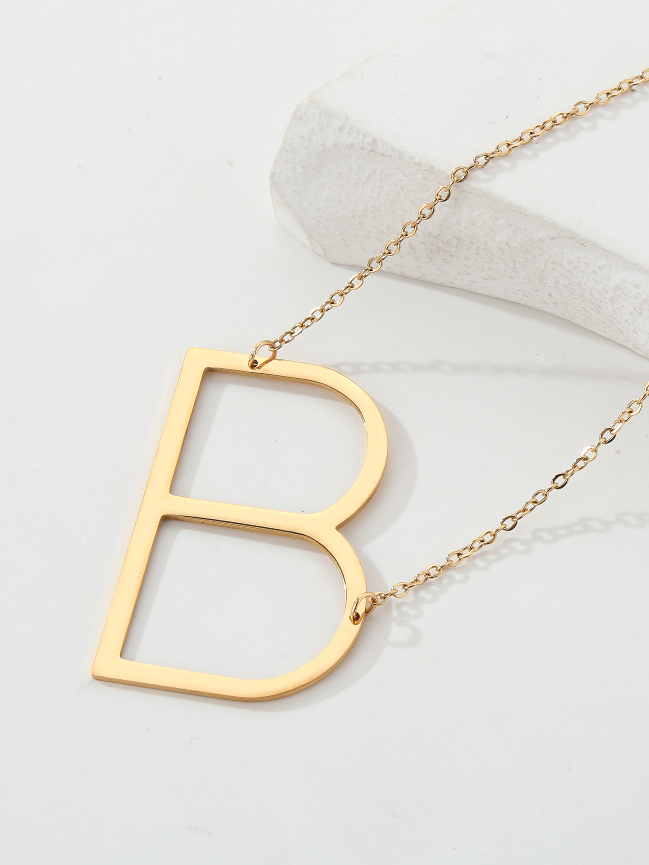Fashion Stainless Steel 18K Gold Plating Letter ThreeDimensional Necklacepicture5