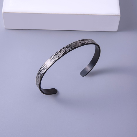 Fashion Stainless Steel C- Shaped Men and Women Opening Bracelet Tree Pattern's discount tags