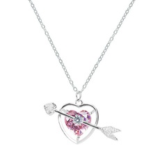 Kreative Einfache Hohl Herz-Piercing Rosa Diamant Anhänger Halskette Armband