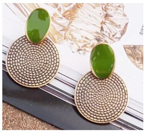 Fashion Ethnic Retro Oil Dripping Annual Ring Carved Alloy Ear Studs's discount tags