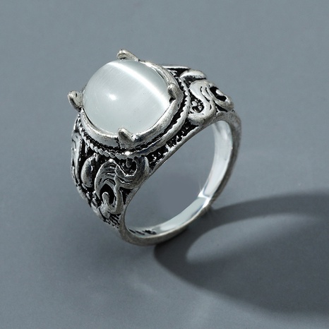 Moda Retro étnico tallado incrustación gran gema Oval anillo de aleación's discount tags
