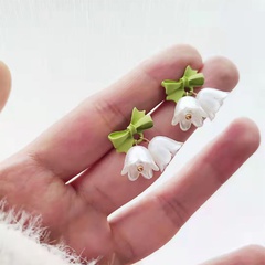 Korean Style Lily Tulip Flower Bow Alloy Ear Studs Earrings