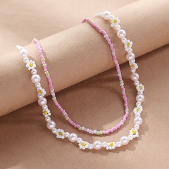 Women'S Elegant Fashion Flower Beaded Imitation Pearl Artificial Pearls Necklace Layered Necklaces