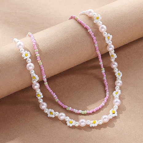 Women'S Elegant Fashion Flower Beaded Imitation Pearl Artificial Pearls Necklace Layered Necklaces's discount tags