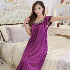simple short sleeves Plus Size polyester lace long Pajamas
