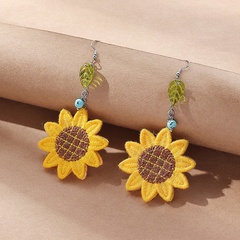 Women'S Fashion Pastoral Sunflower Cloth Resin Resin Earrings Drop Earrings
