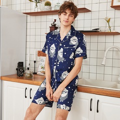 Camiseta estampada de manga corta y pantalones cortos dos-Pijama de una pieza