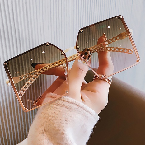 Gafas de sol de aleación sin marco cuadradas doradas unisex de moda's discount tags