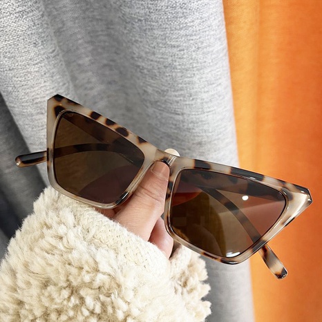 Retro square unisex solid color leopard-print UV protection PC Sunglasses's discount tags