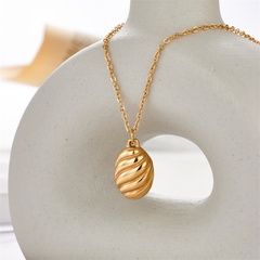 New style Oval Horn Bread Pendant Necklace Stainless Steel Sweater Chain
