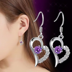 Women'S Fashion Heart shape Copper Zircon Ear Studs Inlaid Zircon Copper Earrings