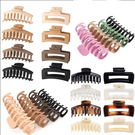 solid color Frosted Rectangular PS Material hair Clip's discount tags