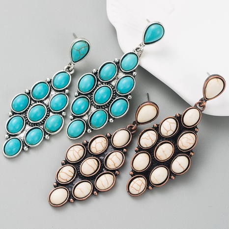 Mode Legierung Türkis Solide Farbe Blau Weiß Geometrische Ohrringe's discount tags