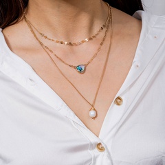 Femmes Nouveauté Triangle Alliage Collier Perles Incrustées Perles Artificielles 1 pièce