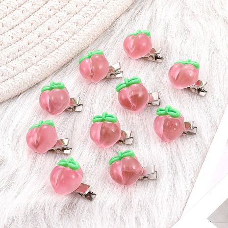 10-Piece Set Pink Knitted Barrettes Sweet Peach Shaped Hair Clip Hair Accessories's discount tags