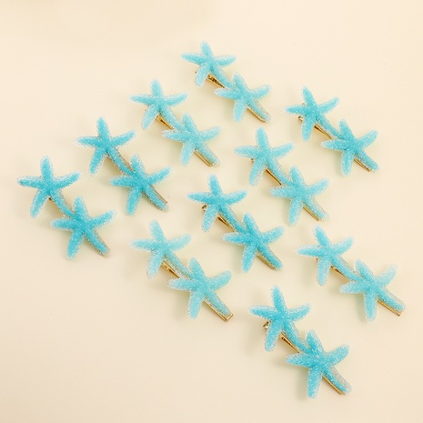 10-Piece Set Candy Color Blue Starfish Barrettes Hair Clip Hair Accessories's discount tags