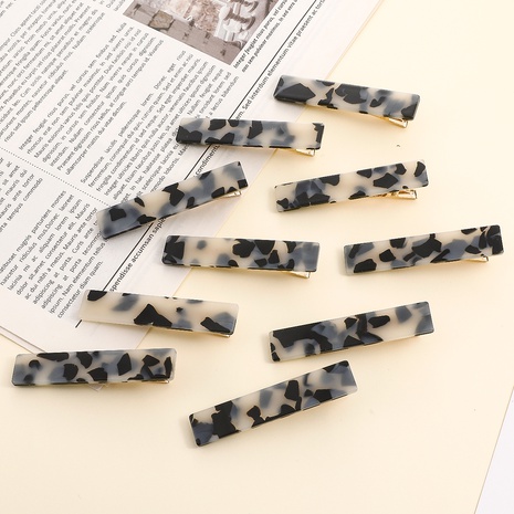 Fashion Acetate Black and White Gradient Color Camouflage Leopard Print Barrettes 10-Piece Set's discount tags