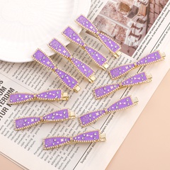 Fashion Retro Sweet Purple Bow Rhinestone Barrettes 10-Piece Set