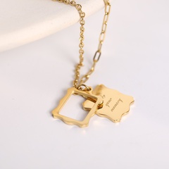 Fashion Double-Layer Letter Pendant Gold Plating 18K Titanium Steel Necklace