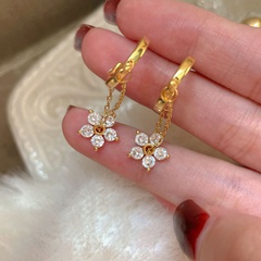 fashion small size pendant Flower inlaid Zircon copper drop Earrings Clip earrings