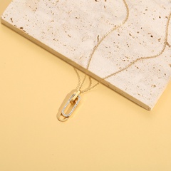 Neue stil Titan Stahl Vergoldet 14K Gold Eingelegten Zirkon Paperclip halskette