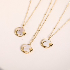 Mode Mond Herz Anhänger Perle Vergoldung 18K Titan Stahl Halskette
