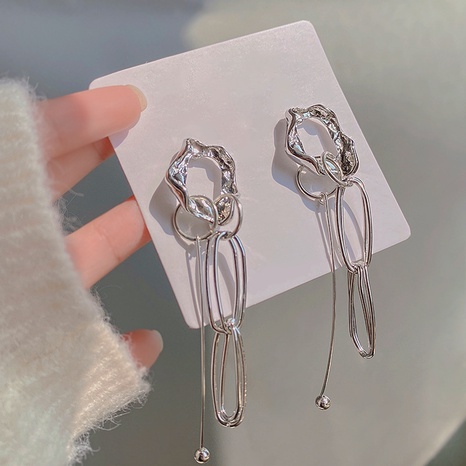 new style hollow irregular geometric Women's Metal Tassel Earrings's discount tags