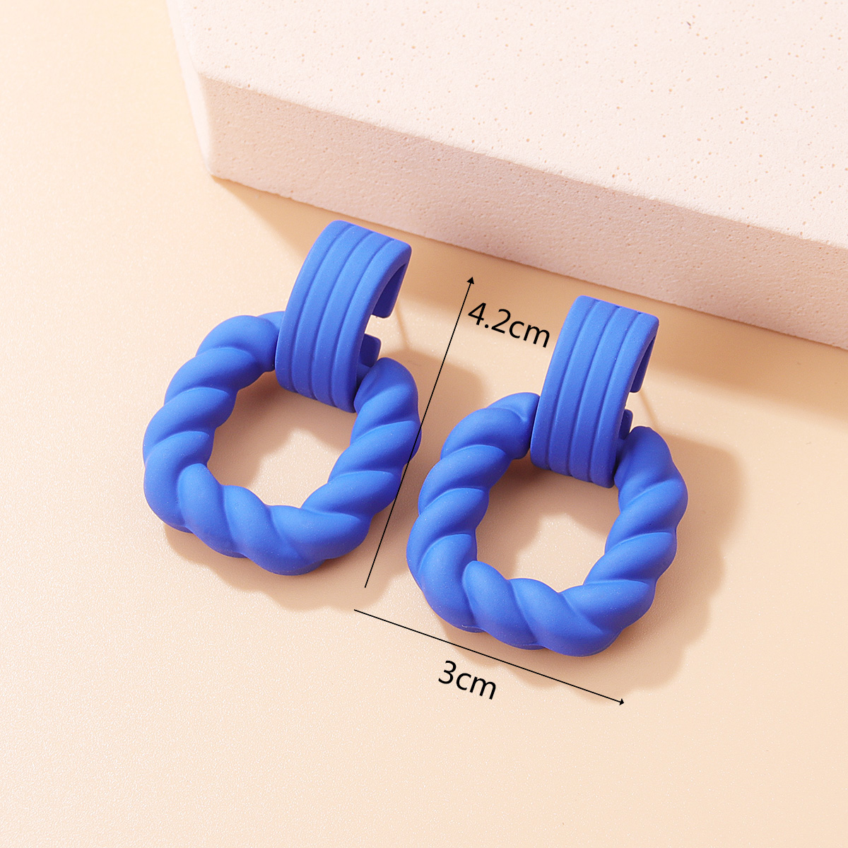 2022 New Fashion Geometric Candy Color Acrylic Rubber Effect Paint Square Twist Earringspicture3