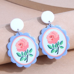 cute fashion rose pattern medium size resin stud earrings
