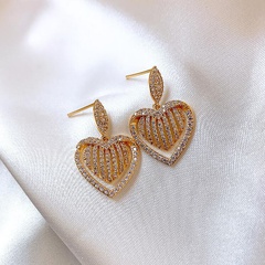 Women'S Fashion Heart shape Alloy Earrings Inlay Rhinestone Drop Earrings