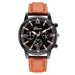 Fashion Ultra-Thin Men's Black Quartz Solid Color Leather-Belt Watch
