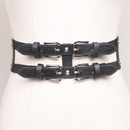 2022 New Womens Elastic Skirt Decorative Double Row Wide Belt Blackpicture12