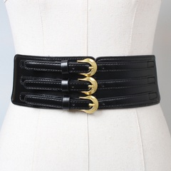Fashionable Retro Wide Dress Waist Multi-Layer Decorative Elastic Black Belt