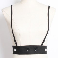 Chemise Décoratif Sling Taille Joint Noir pour Femmes À La Mode Minorité Sangle Gilet Accessoires Outwear Perle Mode Ins Style