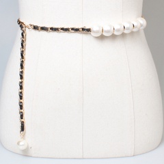 Pearl Chain Belt Women's Stitching Fashionable Metal Belt Decoration