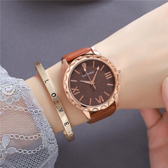 Women'S Formal Simple Style Geometric Stainless Steel Artificial Leather Ordinary Glass Mirror Buckle Quartz Watch