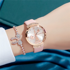 Fashion Simple Women's Belt Watch Trendy Romantic Butterfly Tower Pattern Quartz Women's Wrist Watch