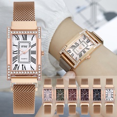 Fashion Digital Luminous Steel Strap Square Diamond Women's Quartz Watch