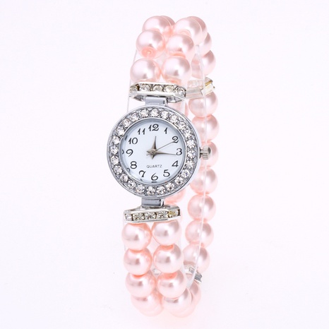 Mode elastische feste farbe edelstahl perlen eingelegten zirkon Uhr's discount tags