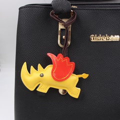 cute Flying Rhinoceros Cotton Filling Three-Dimensional Bag Pendant Accessories Leather Key Chain