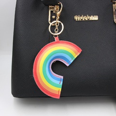 Einfache Regenbogen Drei-Dimensional Leder Tasche Zubehör Anhänger Ornamente Keychain