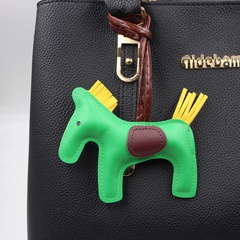 cute cartoon Green Horse Leather Bag Accessories Pendant Keychain