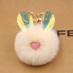 cute Magic Color Changing Ear Rabbit Fur Ball Pendant Keychain