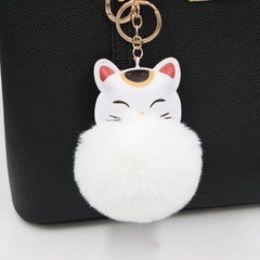 LLavero de accesorios colgantes de bolso de bola de piel de gato de dibujos animados de estilo lindo