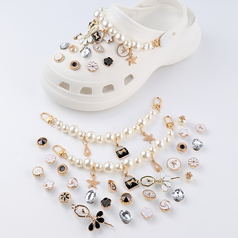 Decoración agujero zapatos perla metal zapato hebillas DIY Accesorios's discount tags
